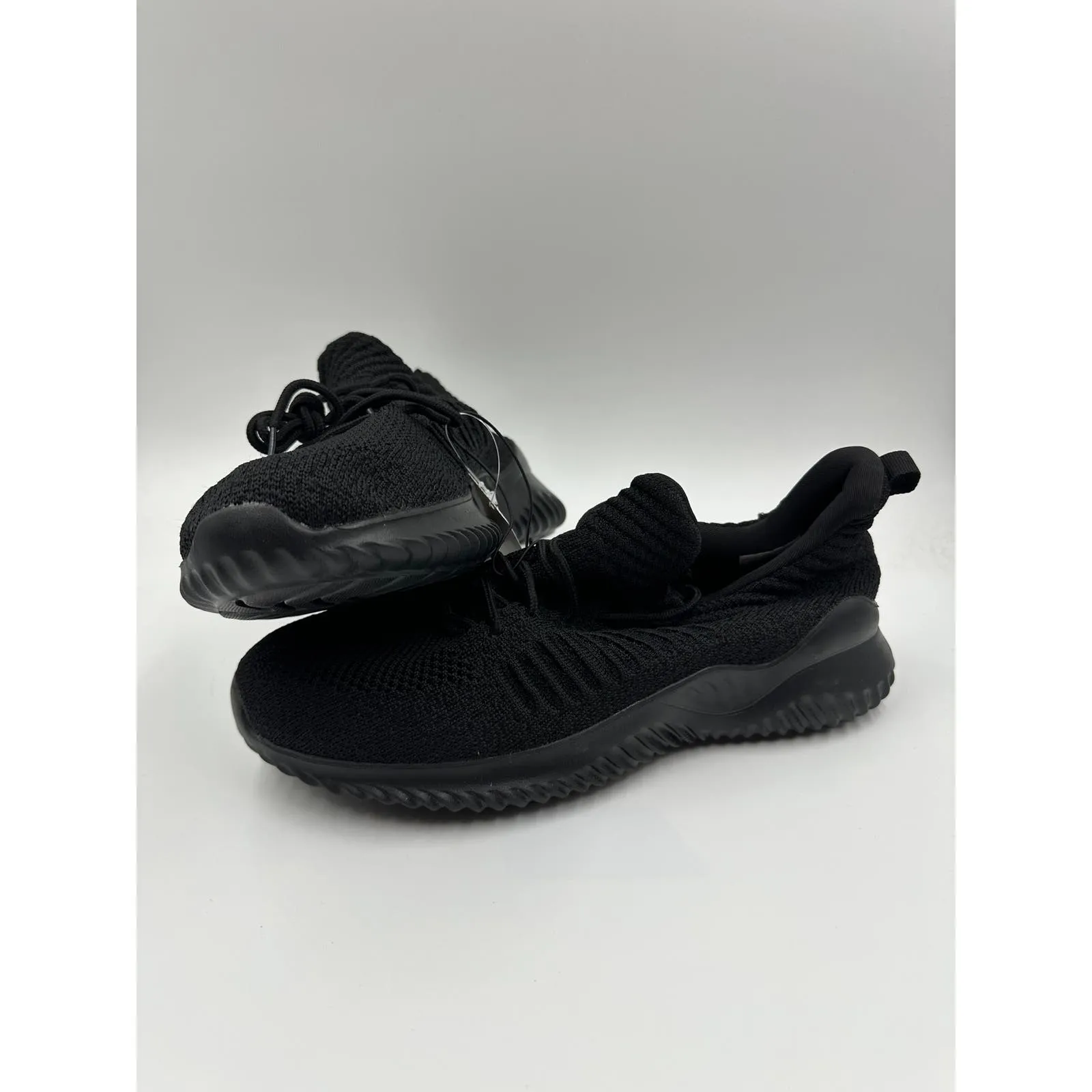 Men's Size 7, All Black Knit Top Slip-on Sneakers