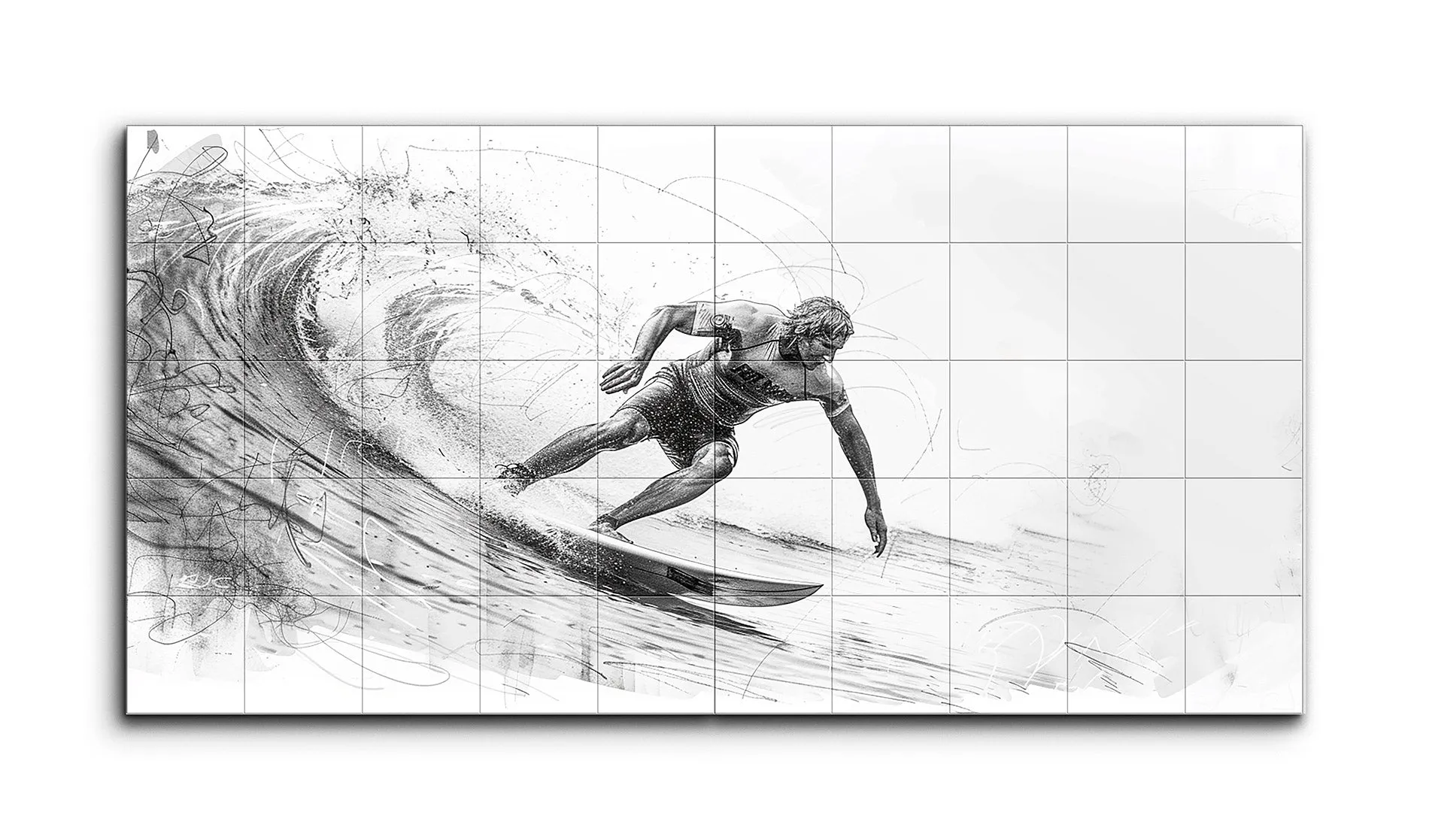 Monochrome Surf: Dynamic Wave Rider