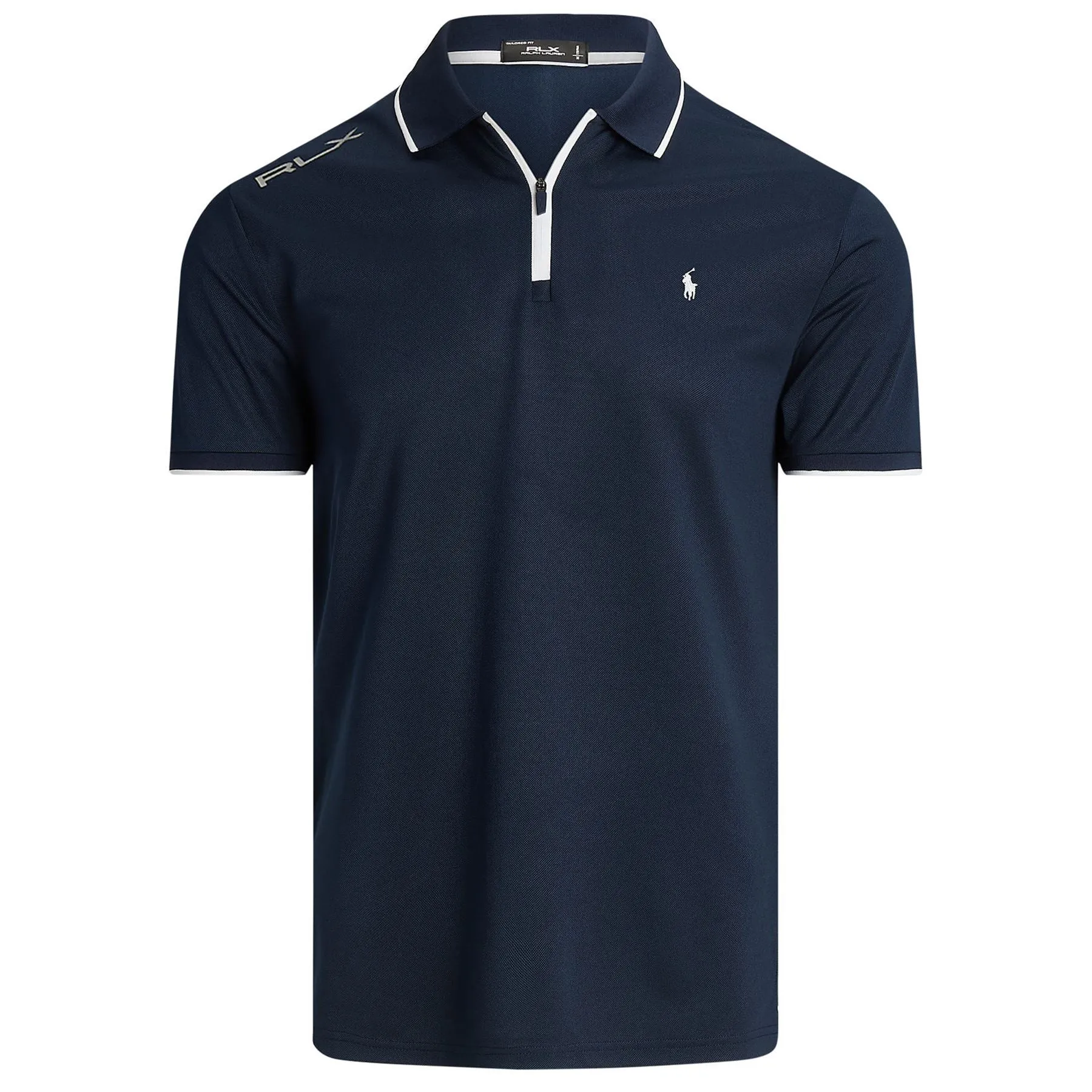 RLX Tailored Fit Performance Pique Zip Polo Refined Navy - AW24