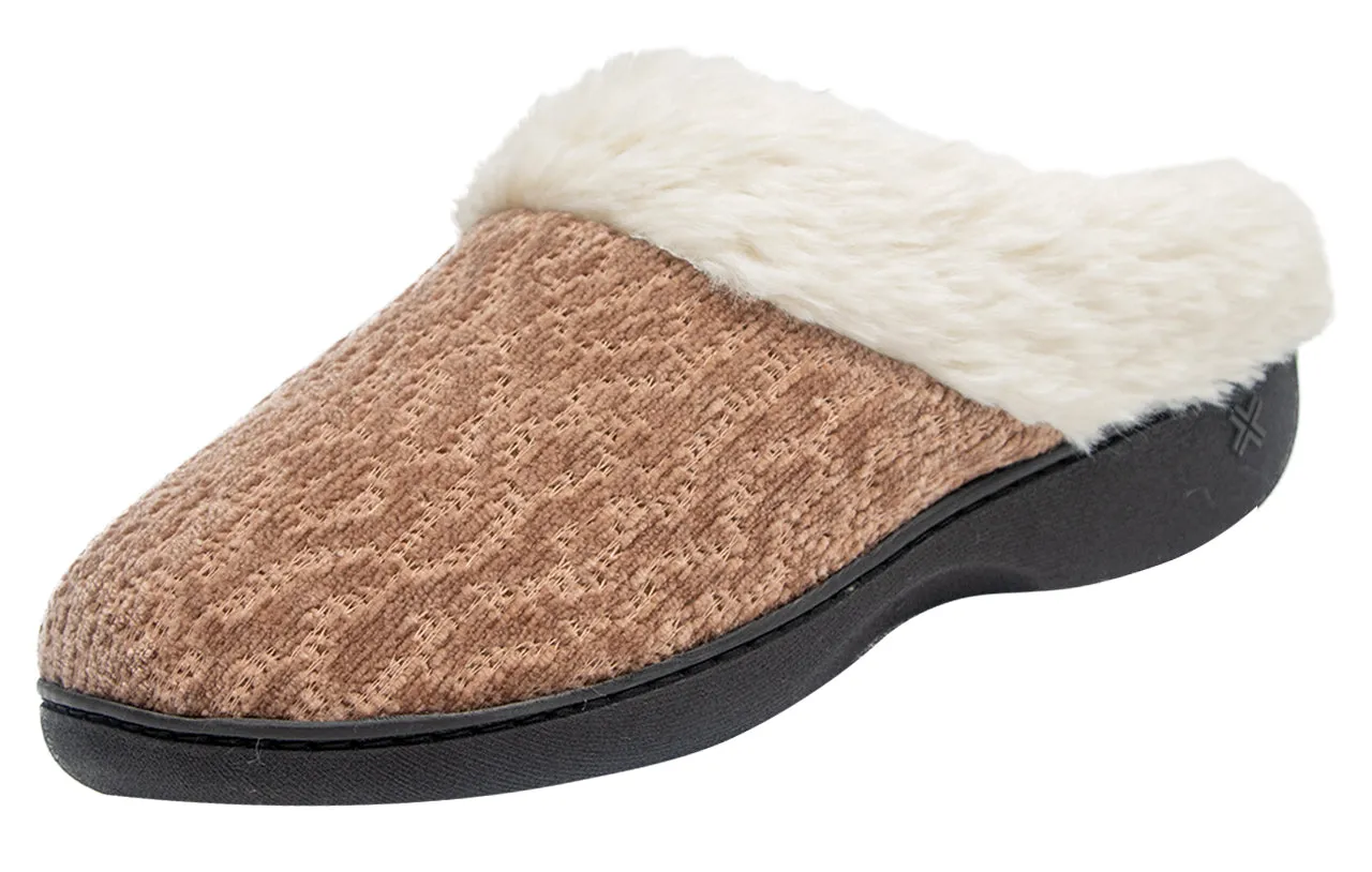 Roxoni Women's Soft Indoor Outdoor Suede Furr Clog Slippers