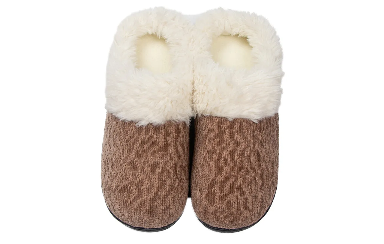 Roxoni Women's Soft Indoor Outdoor Suede Furr Clog Slippers