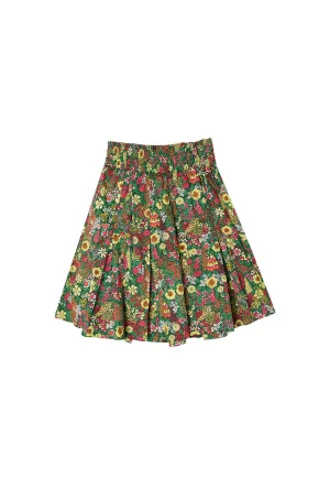 SAMPLE - Smocked Waist MINI Skirt - Green Floral