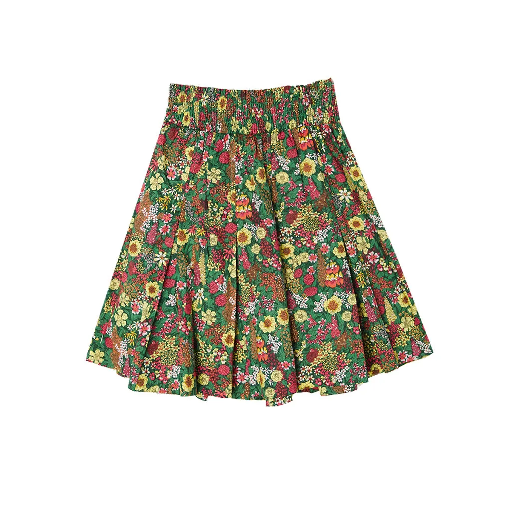 SAMPLE - Smocked Waist MINI Skirt - Green Floral