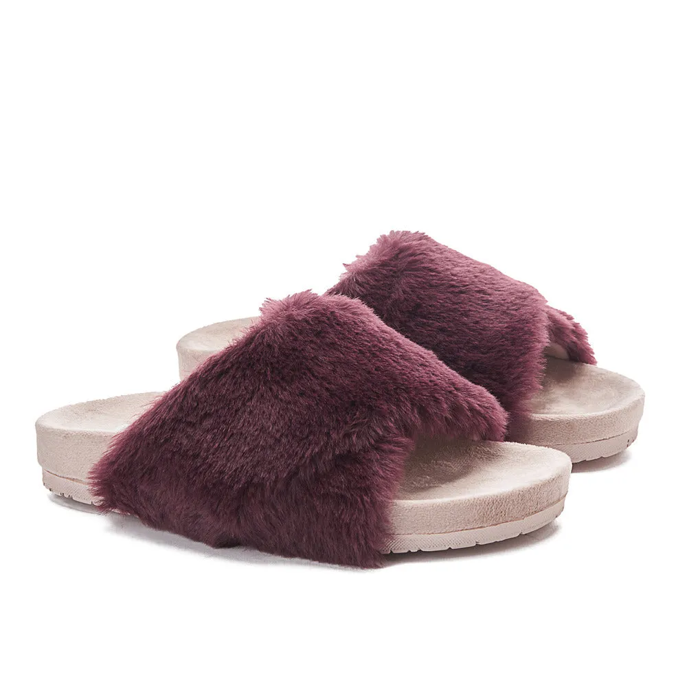 Snuggs Fuzzy crossover Slipper Dark Red