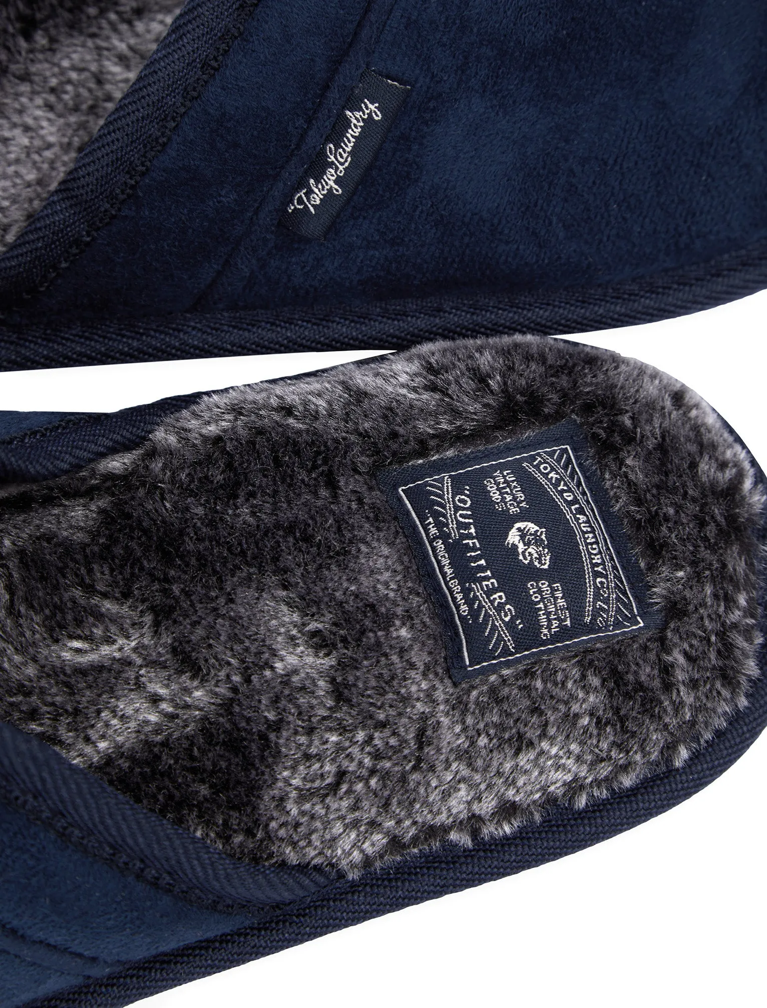 Tundra Faux-Suede Mule Slippers with Faux Fur Lining in Sky Captain Navy - Tokyo Laundry