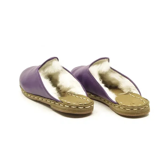 Winter Sheepskin Slippers Purple Women's