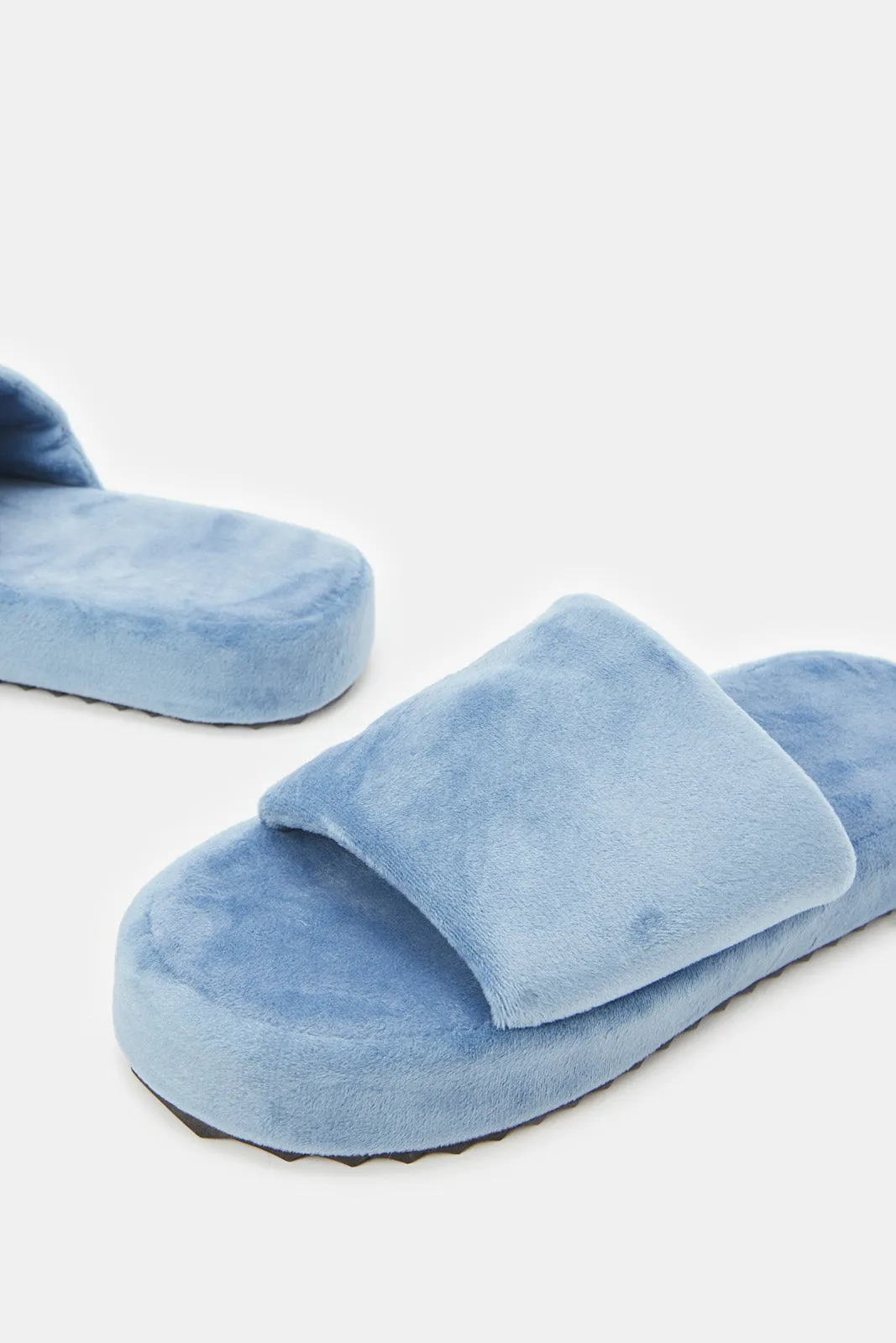 Women Blue Platform Slippers