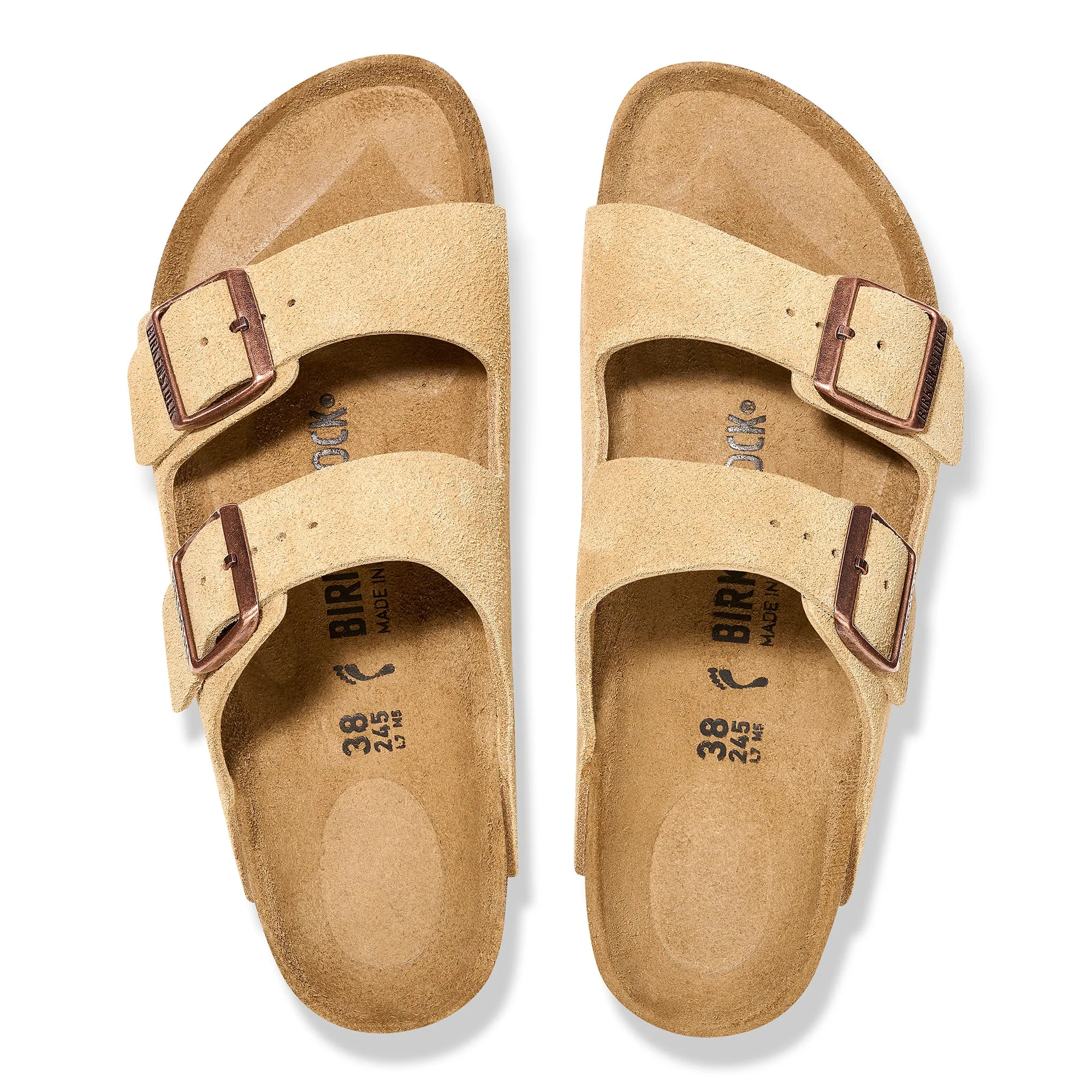 Women's Birkenstock Arizona Suede Leather Color: Latte Cream (REGULAR/WIDE WIDTH)