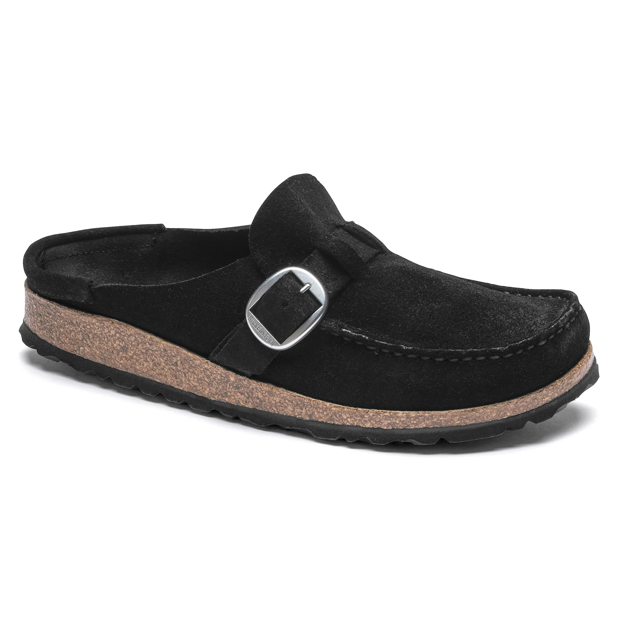 Women's Birkenstock Buckley Suede Leather Color: Black (MEDIUM/NARROW WIDTH)