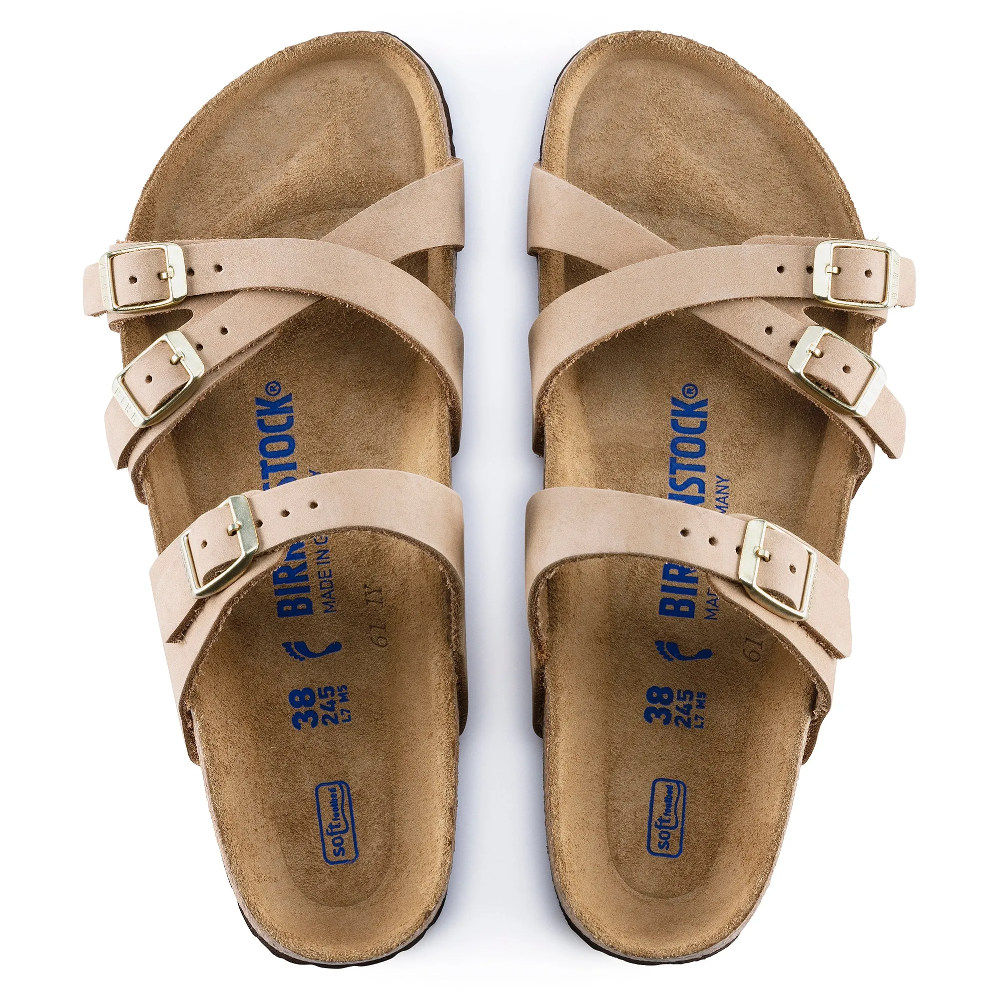 Women's Birkenstock Franca Soft Footbed Nubuck Leather Color: Sandcastle (MEDIUM/NARROW WIDTH)