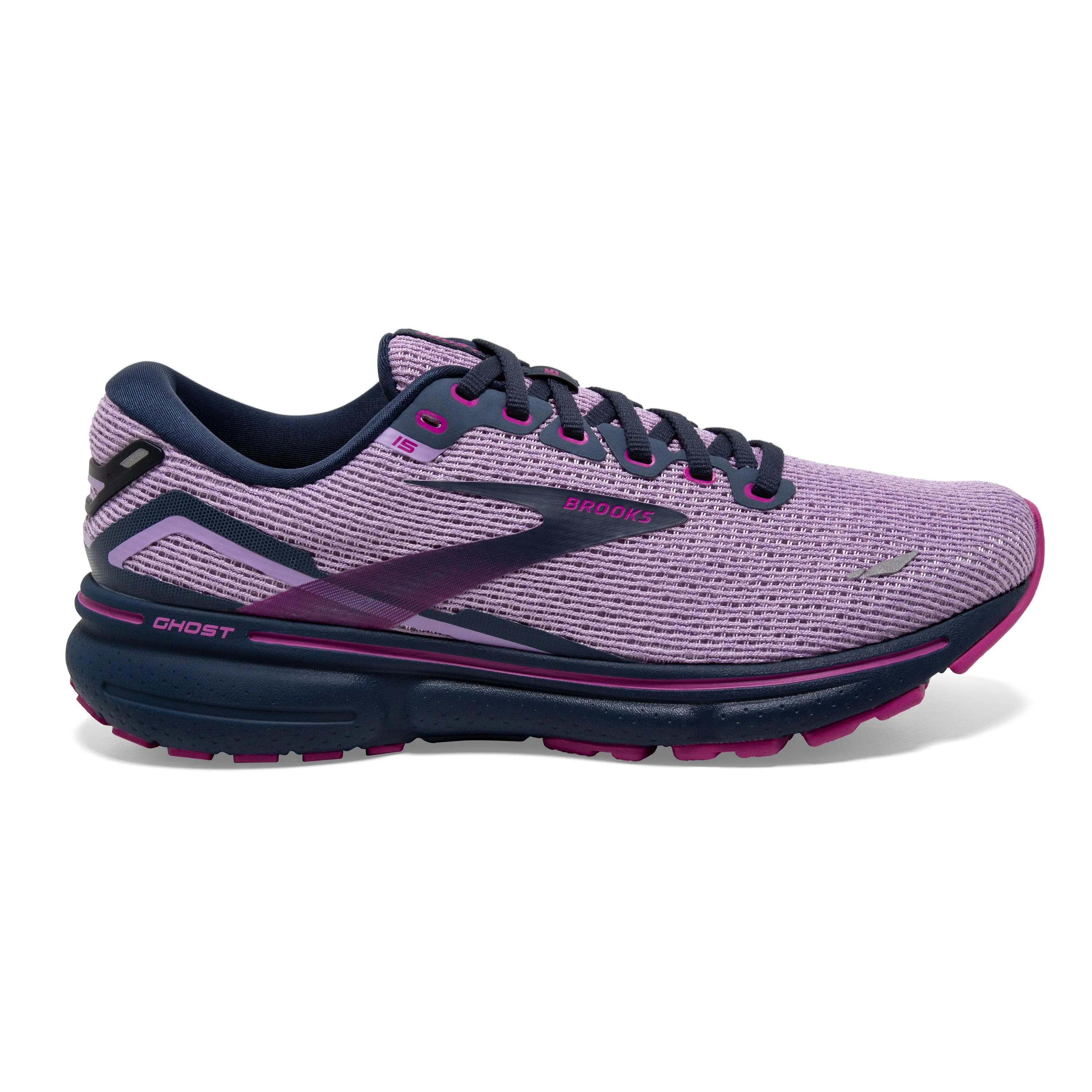 Women's Brooks Ghost 15 1203801B592 Color: Rhapsody/Dress Blue/Viola