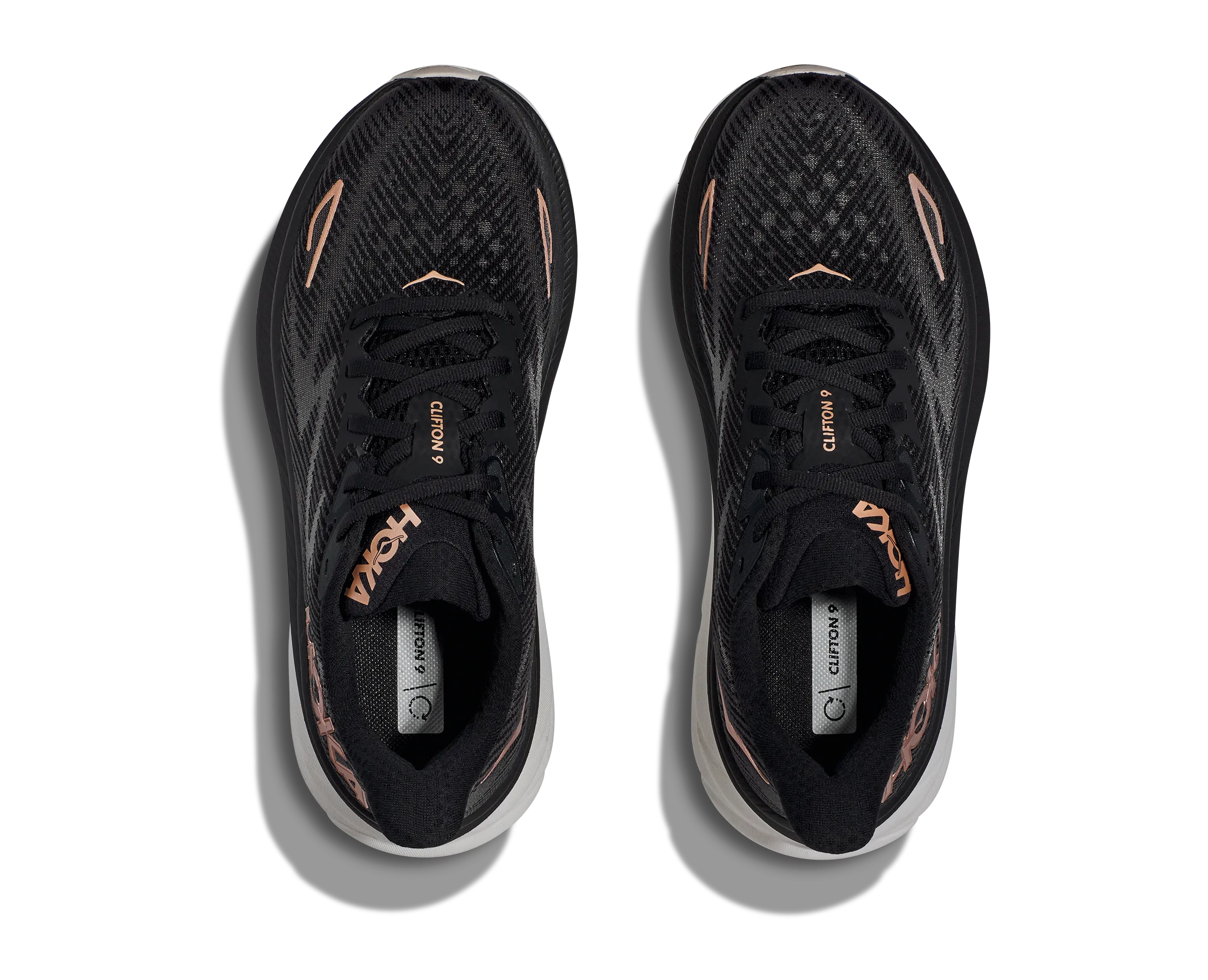 Women's Hoka Clifton 9 Color: Black / Rose Gold