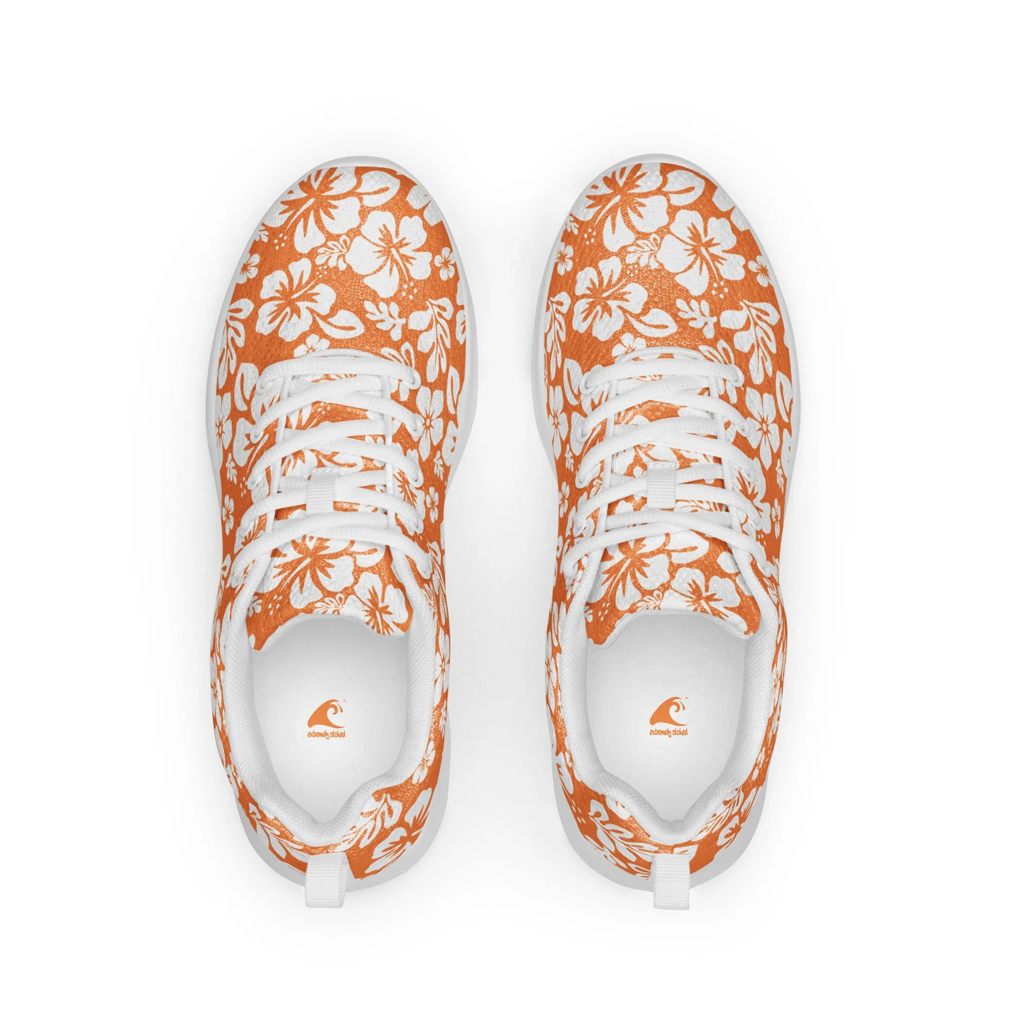 Women’s Orange and White Hawaiian Flowers Athletic Shoes